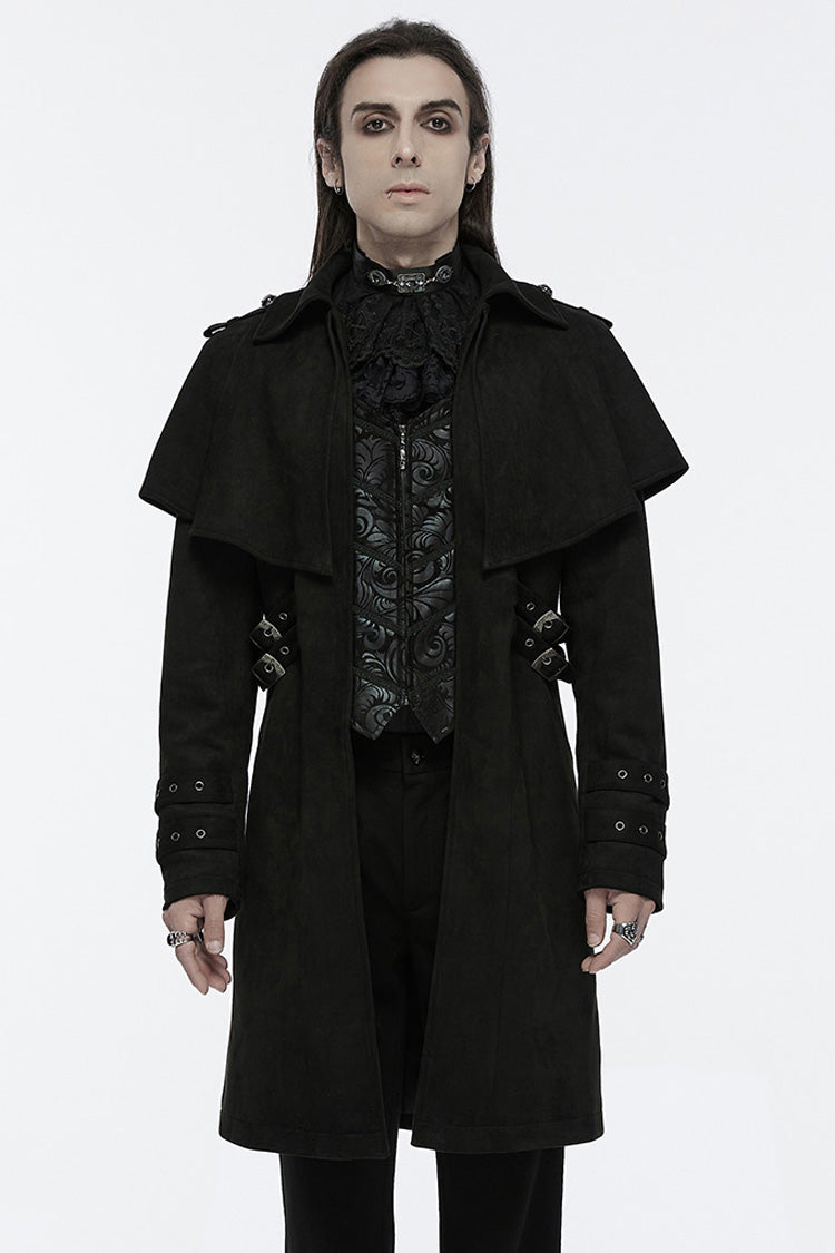 Black Long Sleeves Buckle Eyelets Men's Gothic Jacket - Black - 1