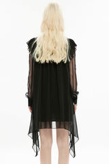 Long Sleeves Ruffle Stitching Lace Detachable Pin Bowknot Women's Gothic Dress 2 Colors - Product - 11