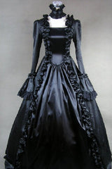 Black Square Collar Long Sleeves Cardigan Victorian Gothic Lolita Dress - Black - 1