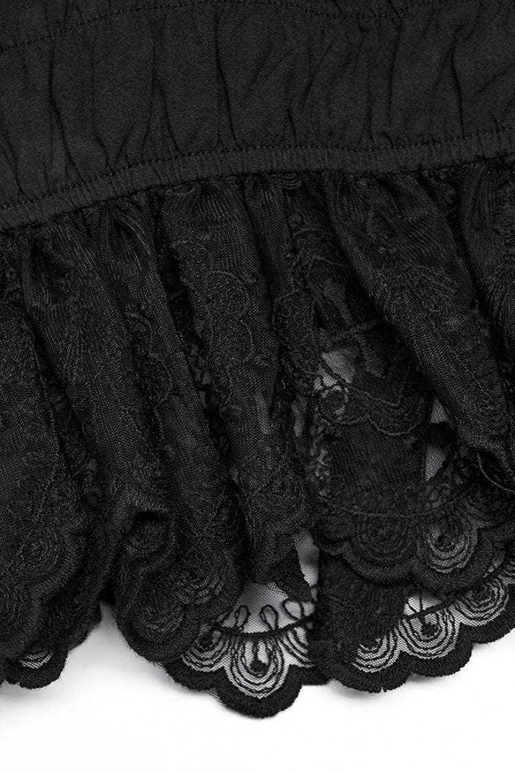 Black Multi-layer Hollow Stitching Lace Women's Gothic T-Shirt - Product - 8