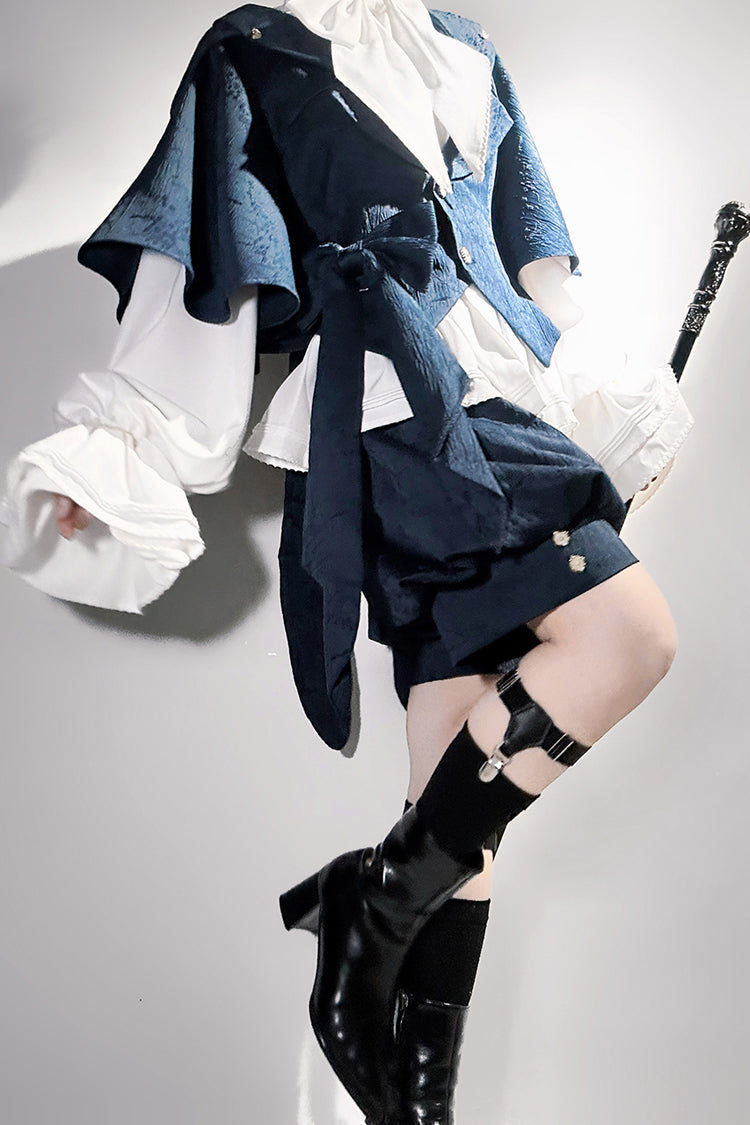 Blue [Rabbit Hunt] Bowknot Vintage Prince Ouji Lolita Shorts - Product - 8