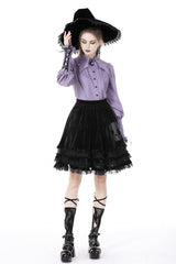 Purple Star Collar Long Puff Sleeves Women's Gothic Witch Blouse - Product - 6