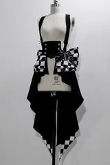 Black/White Rabbit Theater Checkerboard Print Ouji Lolita Girdle - Product - 3