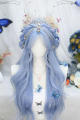 Blue Sweet Lolita Long Curly Wigs - Blue - 1