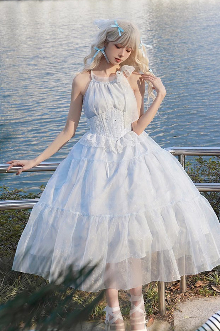 Glacier Blue Bubble Love Hanayome Tie-dyed Sweet Elegant Lolita Dress - Blue - 1