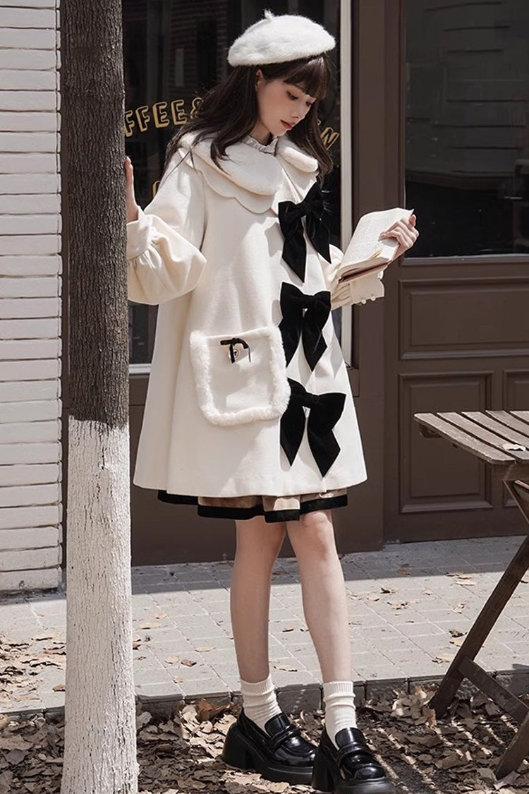 Ivory Petal Collar Long Sleeves Autumn Winter Sweet Princess Lolita Coat - Product - 3