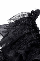Black Ruffled Off Shoulder Long Bishop Sleeves Lace Women's Gothic Cape - Product - 13