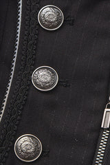 Black [The Mystery of Silence] Lapel Collar Sleeveless Open-Front Zippered Classic Vintage Elegant Prince Ouji Lolita Long Coat - Product - 5