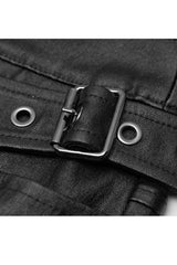 Black Side Metal Clasp Lace-Up Irregular Hem Plus Size Skinny Leather Women's Punk Skirt - Product - 8