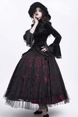 Black Stand Collar Long Trumpet Sleeves Ruffle Swallow-tailed Women's Gothic Blouse - Product - 11