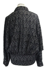 Black Lace Up Neckline Skull Printed Mens Gothic Blouse - Product - 4