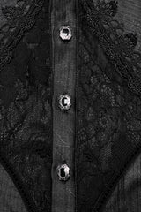 Black Long Puff Sleeves Spliced Lace Men's Gothic Shirt - Product - 5