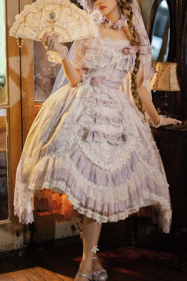 Purple The Key to the Secret Realm Gorgeous Wedding Princess Sweet Lolita Dress Set - Purple - 1