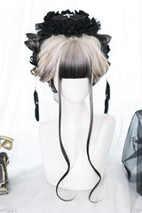 White /Black Gradient Long Curly Classic Lolita Wig - Product - 2