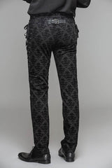 Black Party Court Flocking Patterned Gothic Mens Pants - Product - 5