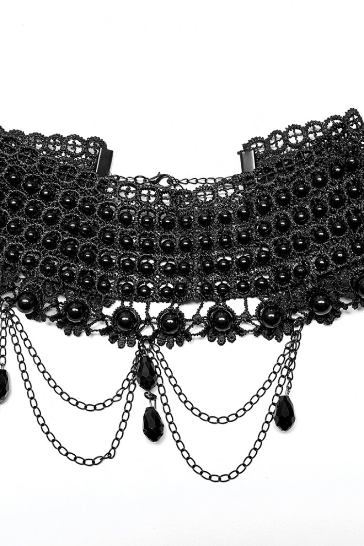 Black Pearl Hollow Lace Women's Gothic Gorgeous Choker - Product - 6