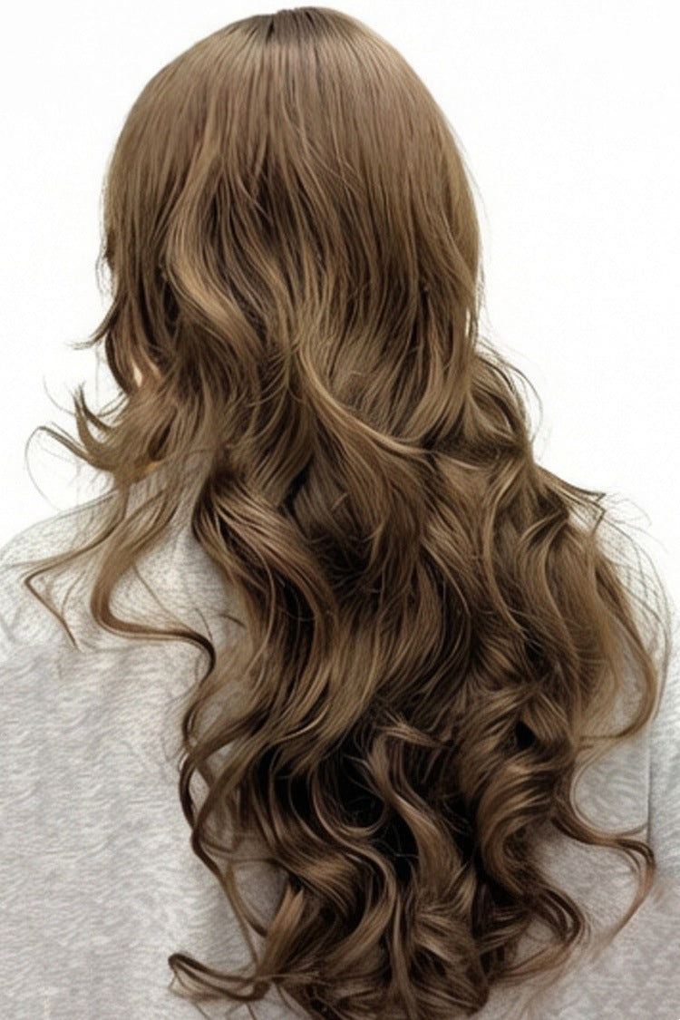Ins Style Sweet Lolita Curtain Bangs Long Curly Wig 2 Colors - Product - 4