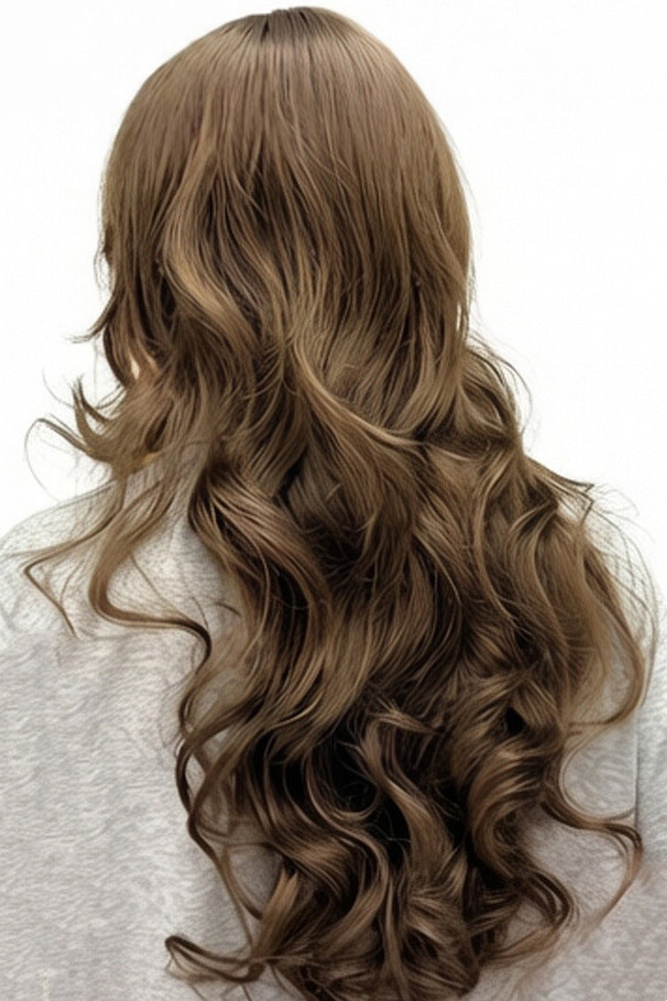 Ins Style Sweet Lolita Curtain Bangs Long Curly Wig 2 Colors - Product - 4