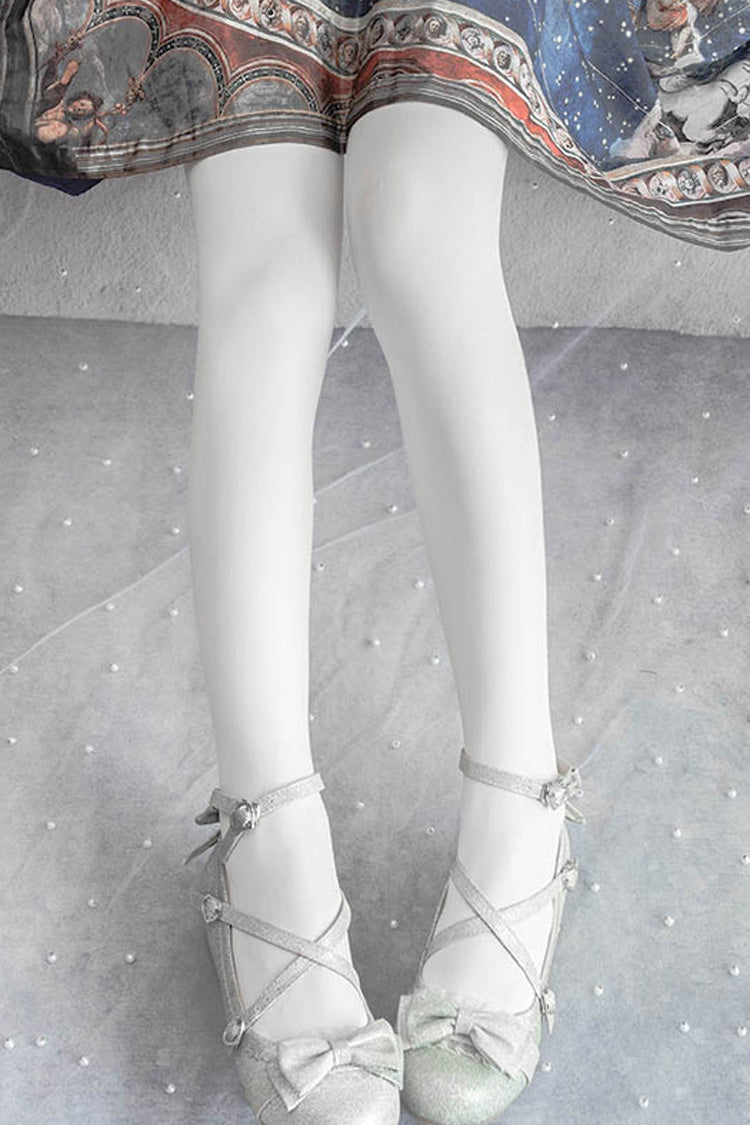 Solid Color Sweet Lolita Leggings 2 Colors - White - 3