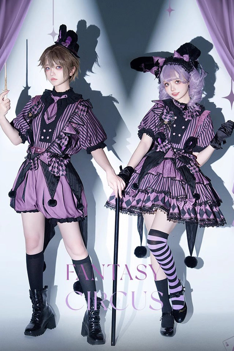 Purple Fantasy Circus Triple-Layered Print Ruffle Sweet Princess Lolita Dress - Product - 5