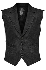 Black Lapel Collar Jacquard Slim Men's Gothic Vest - Product - 5