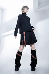 Black [Nameless Blade] Stand Collar Long Sleeves Gothic Prince Ouji Lolita Shorts Set - Black(Small-Set) - 7