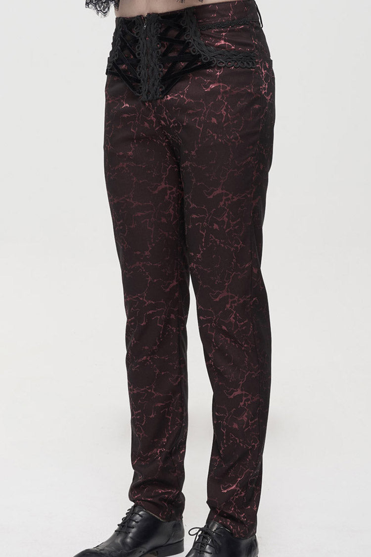 ine Gothic Glossy Pattern Drawstring Lace Decoration Men's Pants - Product - 6