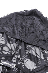 Black Long Sleeves Split Ripped Zippered Women's Punk Long Coat with Hood - Product - 12
