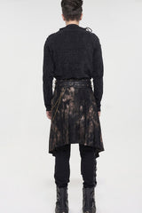Bronze Gothic Belt Design Chain Decoration Corduroy Tie-Dye Men's Skirt - Product - 12