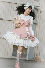 Cute Girl Doll Collar Hair Ball Christmas Princess Sweet Lolita JSK Dress Full Set - Product - 7
