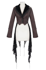 Red And Black Wavy Stripes Detachable Hem Short Womens Gothic Jacket - Product - 4