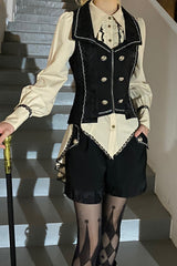 Black Hot Stamping Embroidery Ouji Handsome Cool Lolita Vest - Product - 3