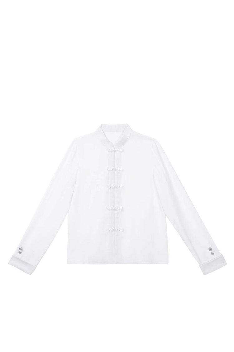ブラック／ブルー ラウンドカラー 長袖 プリント スリム レディース クラシカル 漢服 ワンピース Three-piece セット 商品画像