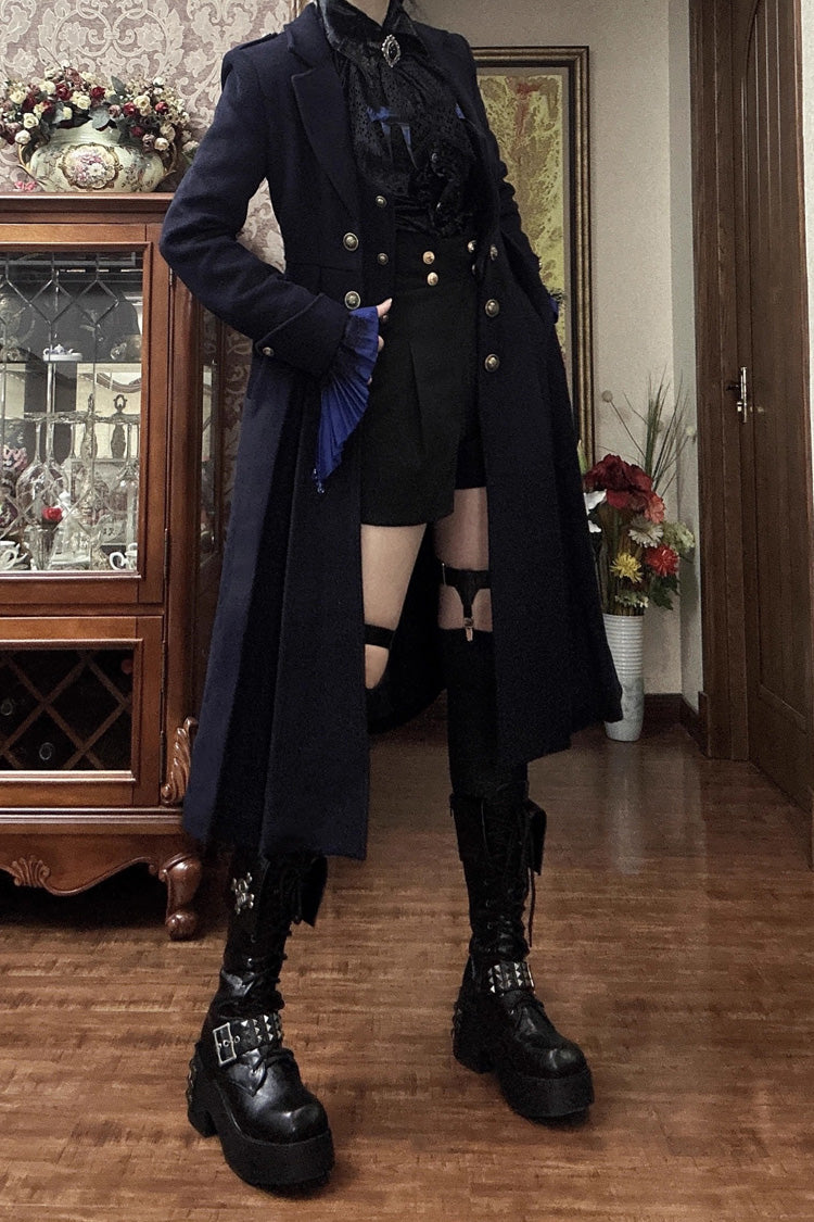 [Paranoid’s Punishment ] Wool Long Sleeves Slim Gothic Lolita Trench Coat 4 Colors - Product - 5