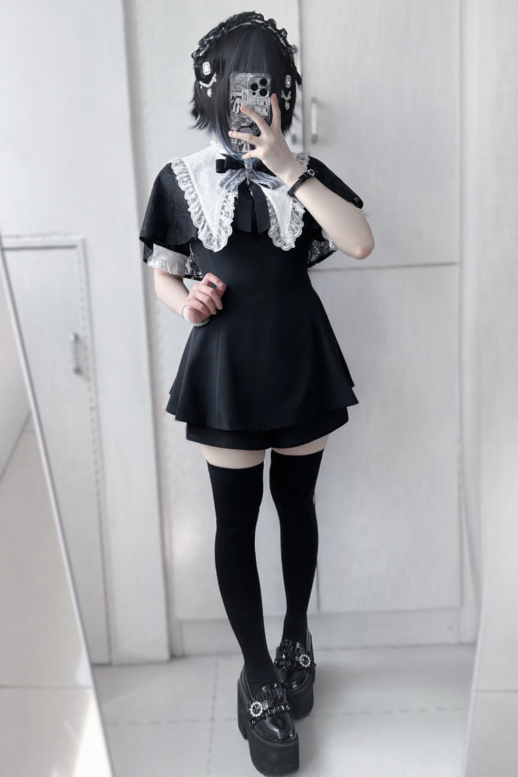 Choir Fake Collar Short Sleeves Lace Jirai Kei Japanese Dress Set 2 Colors - Product - 8