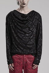 Black Long Sleeves Print Mens Gothic T-Shirt - Black - 1