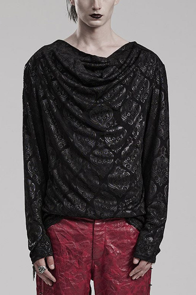 Black Long Sleeves Print Mens Gothic T-Shirt - Black - 1