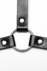 Black Adjustable Cross Metal Ring Buckle Women's Halter Steampunk Body Harness - Product - 8