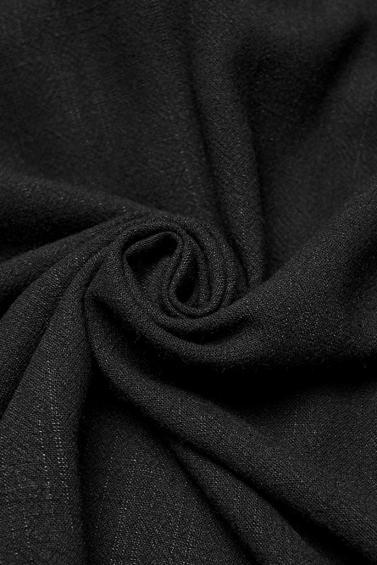Black Stand Collar Long Lantern Sleeves Floral Jacquard Men's Gothic Blouse - Product - 8
