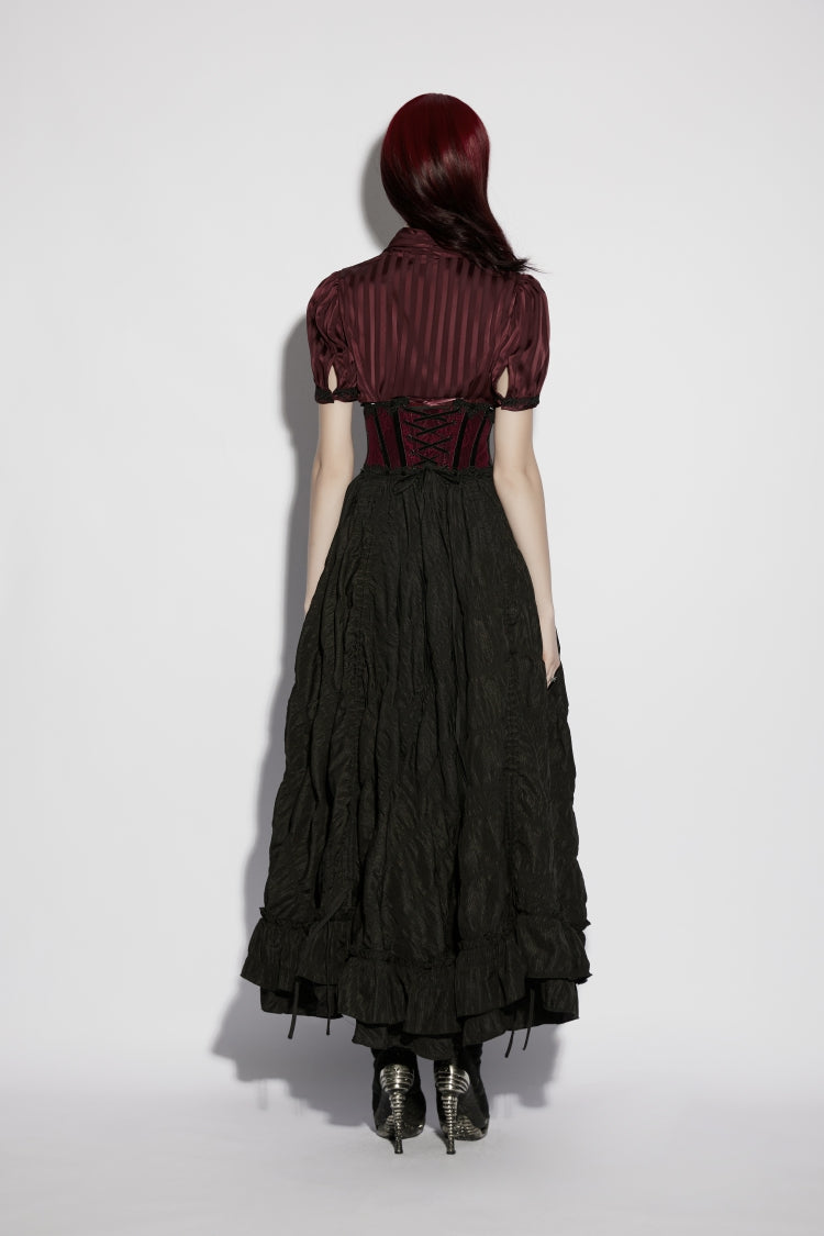 Red Lace Lace-Up Slim Fit Color-Blocked Women's Gothic Luxurious Royal Cosplay Underbust Corset - Product - 5