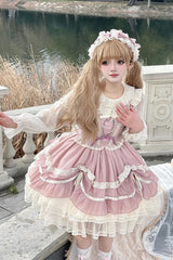 Pink Floating Light Dance Multi-layer Ruffle Embroidery Bowknot Lace Sweet Lolita Jsk Dress - Product - 6