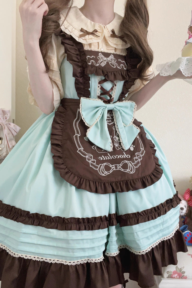 Raw Chocolate Mille Crepe Ruffle Bowknot Sweet Princess Lolita Jsk Dress 3 Colors - Product - 7