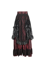 Black/Red Ruffle Lace Drawstring Women's Gothic Skirt - Product - 5