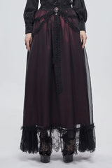 Black/Red Butterfly Lace Pendant Decoration Chiffon Women's Gothic Skirt - Black/Red - 1