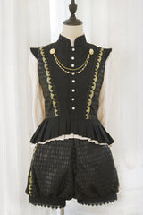 Black Immortal Thorn The Invitation Of The Kingdom Ouji Lolita Vest And Shorts - Black - 1