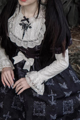 Black Embroidered Butterfly Print Gothic Lolita Dress - Product - 7