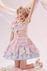Multi-Color Multi-layer Party Bunny Cat Print Bowknot Sweet Lolita Jsk Dress - Product - 6