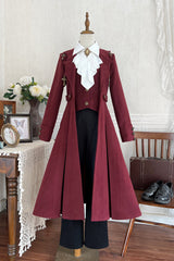 Dark Red [The Legend of Dracula] Long Sleeves Gothic Prince Handsome Cool Ouji Lolita Coat - Product - 3