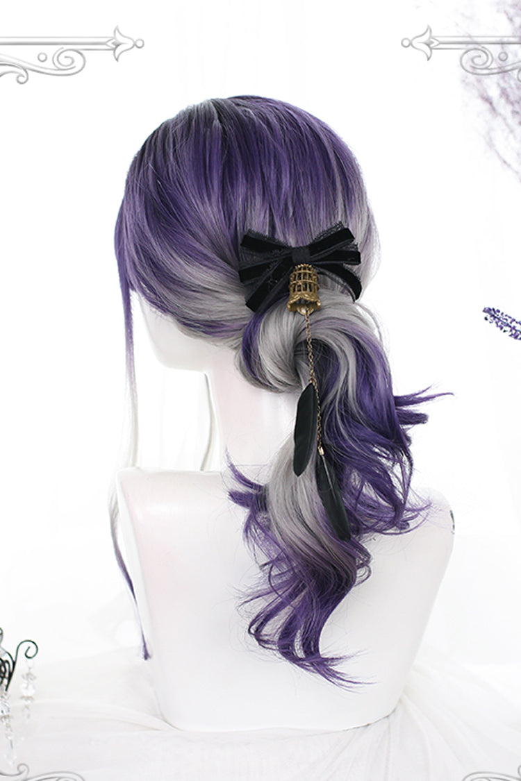 Purple Gray Segment Dyed Long Wavy Curly Hair Sweet Lolita Wigs - Product - 4