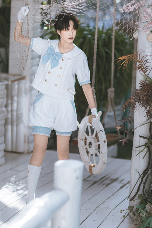 White Immortal Mint High Waisted Ouji Lolita Shorts - Product - 2